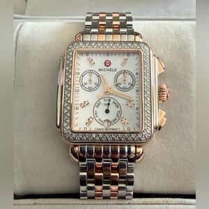 Michele Two-Tone Diamond Chronograph Watch